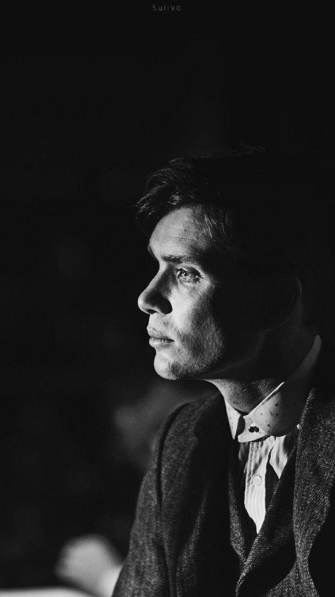 Thomas Shelby, Cillian Murphy, Peaky Blinders, Profil, Schwarz-Weiß, Android-Hintergrundbild