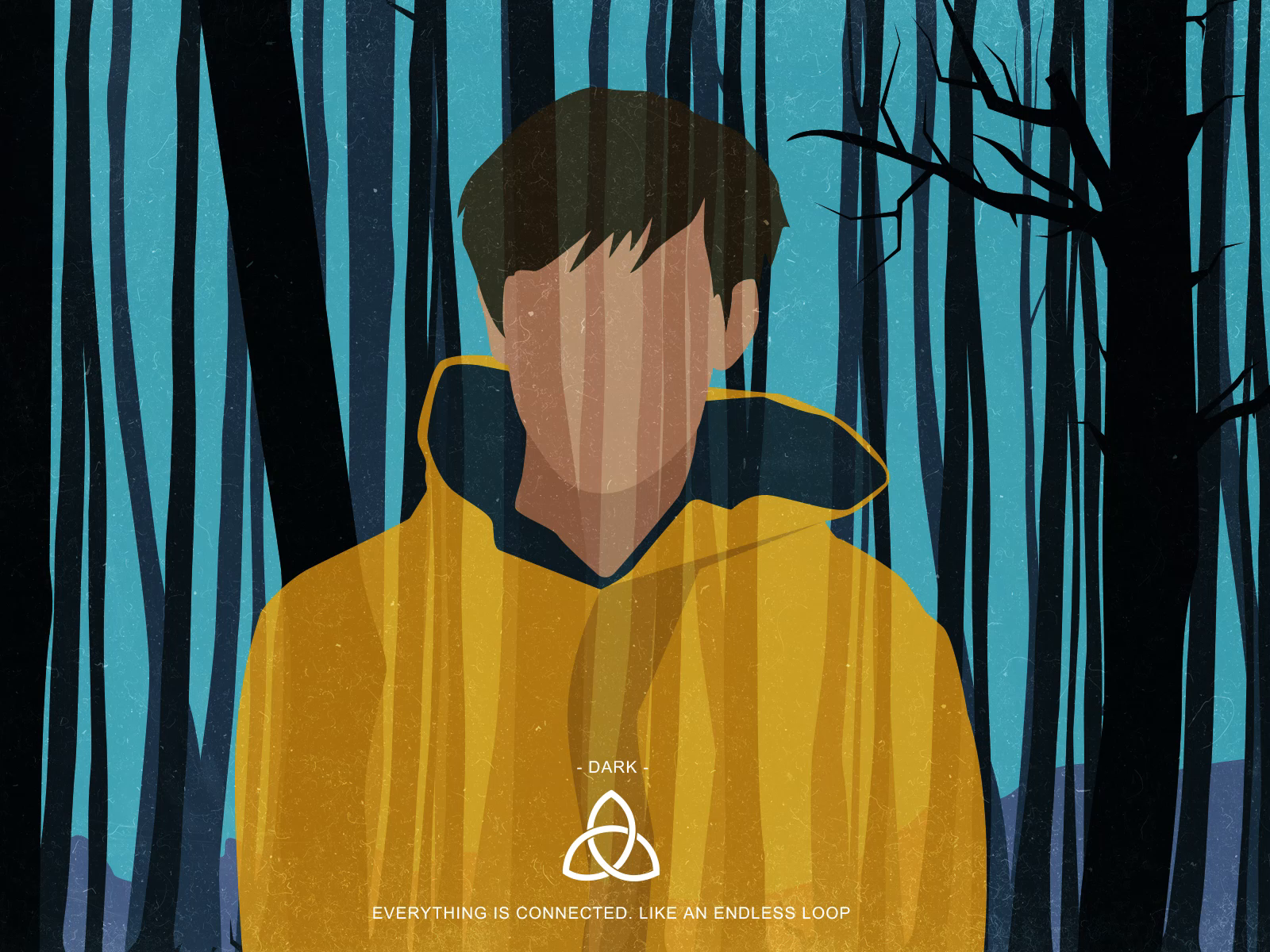 Dark, Jonas Kahnwald, Gelbe Regenjacke, Wald, Illustration, Hintergrundbild fürs Tablet