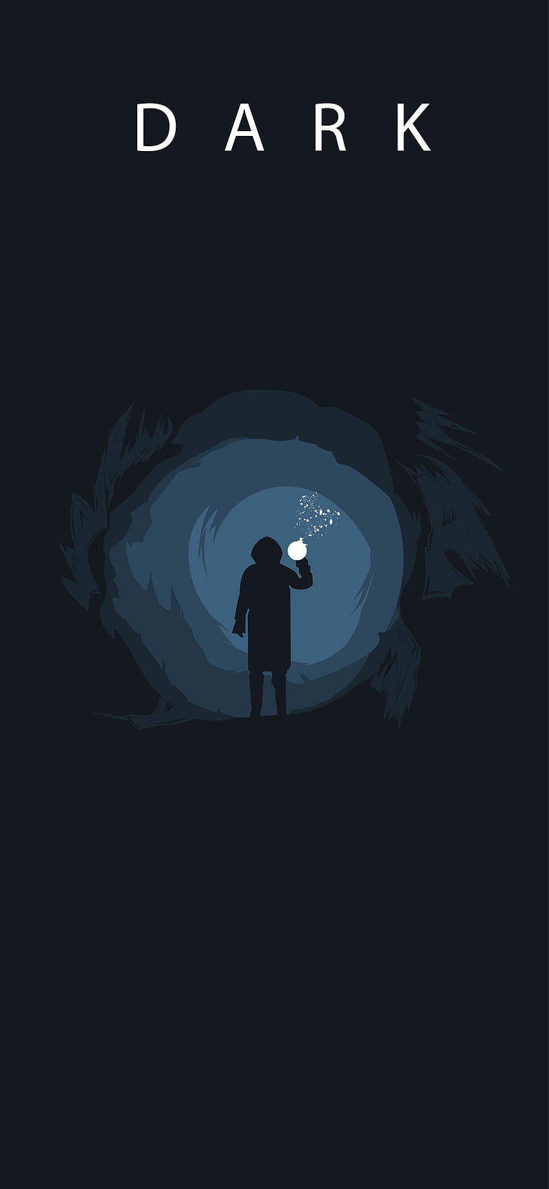 Dark, Höhle, Silhouette, Taschenlampe, Blau, Hochformat, Hintergrundbild fürs Smartphone
