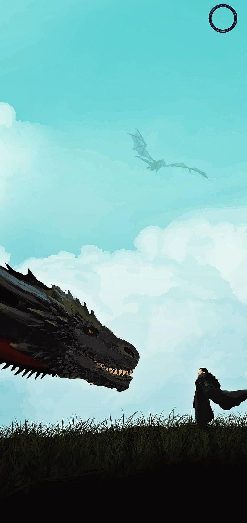 Drache, Game of Thrones, Silhouette, Türkiser Himmel, Minimalistisch, Android-Hintergrundbild