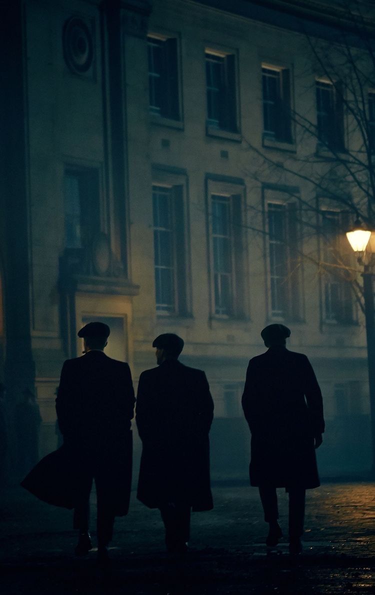 Peaky Blinders, Silhouetten, Straße, Nacht, Straßenlaterne, HD, iPhone-Hintergrundbild