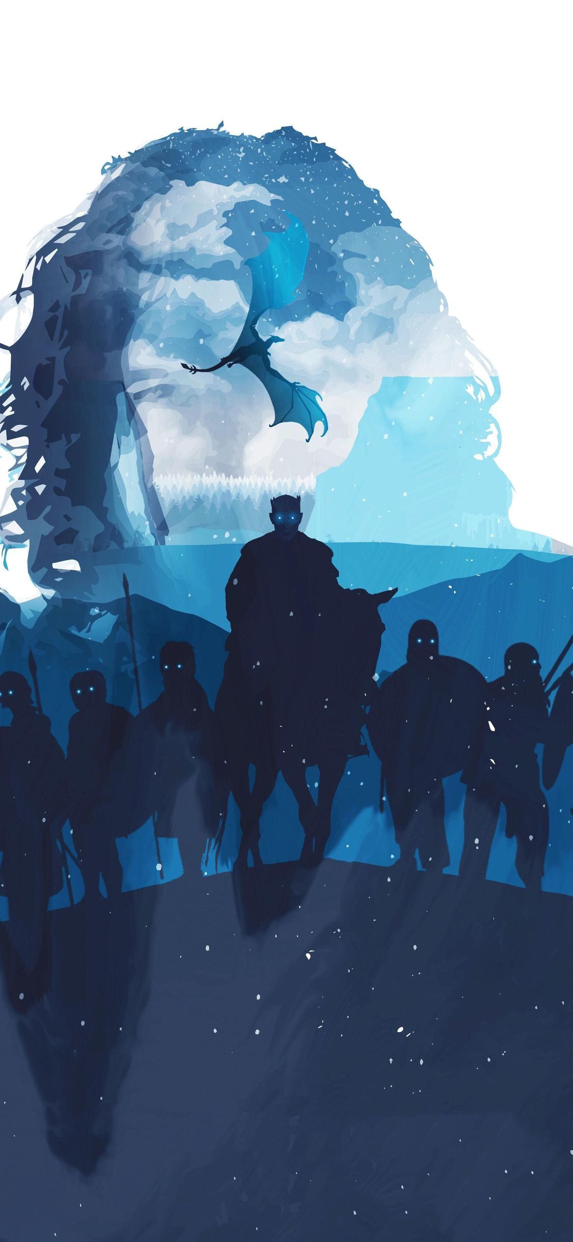 Game of Thrones, Haus Stark, Doppelbelichtung, Silhouette, Blau, Sperrbildschirm fürs iPhone