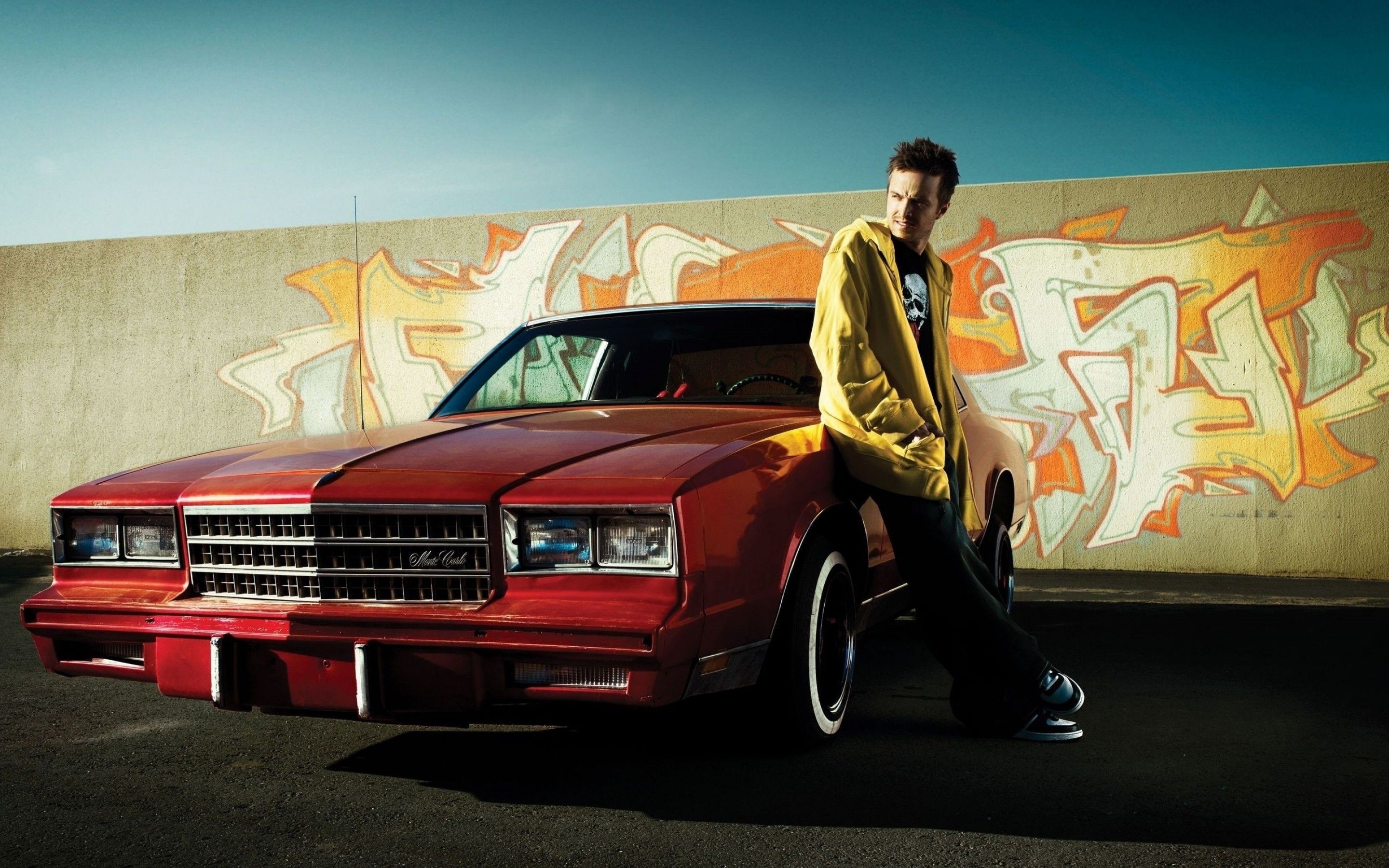Jesse Pinkman, Aaron Paul, Breaking Bad, Oldtimer, Graffiti, 2K, Breitbild-Hintergrundbild