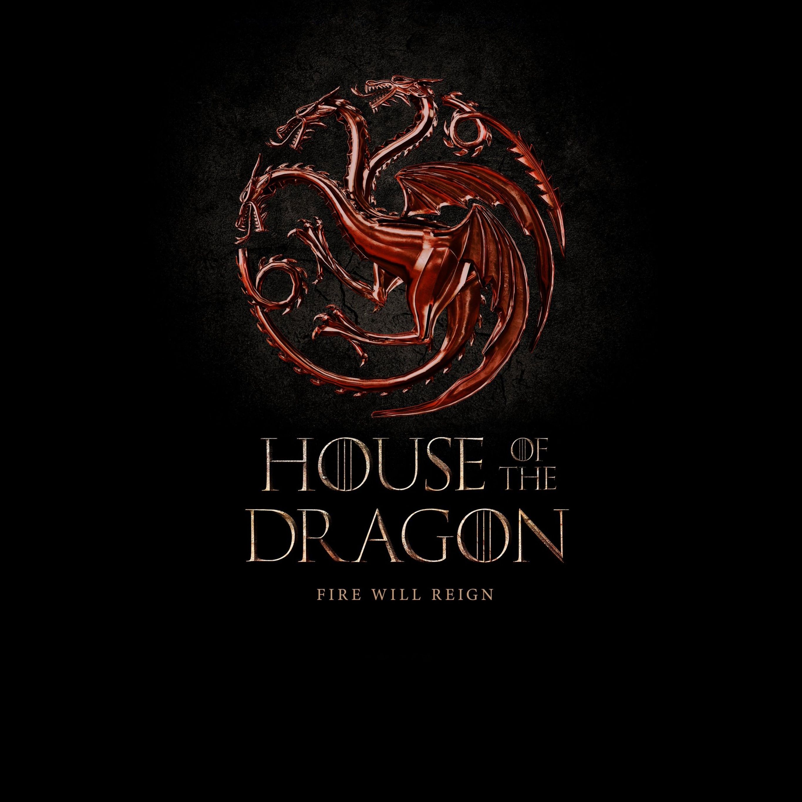 House of the Dragon, Haus Targaryen, Wappen, Drache, Schwarzer Hintergrund, 2K Wallpaper