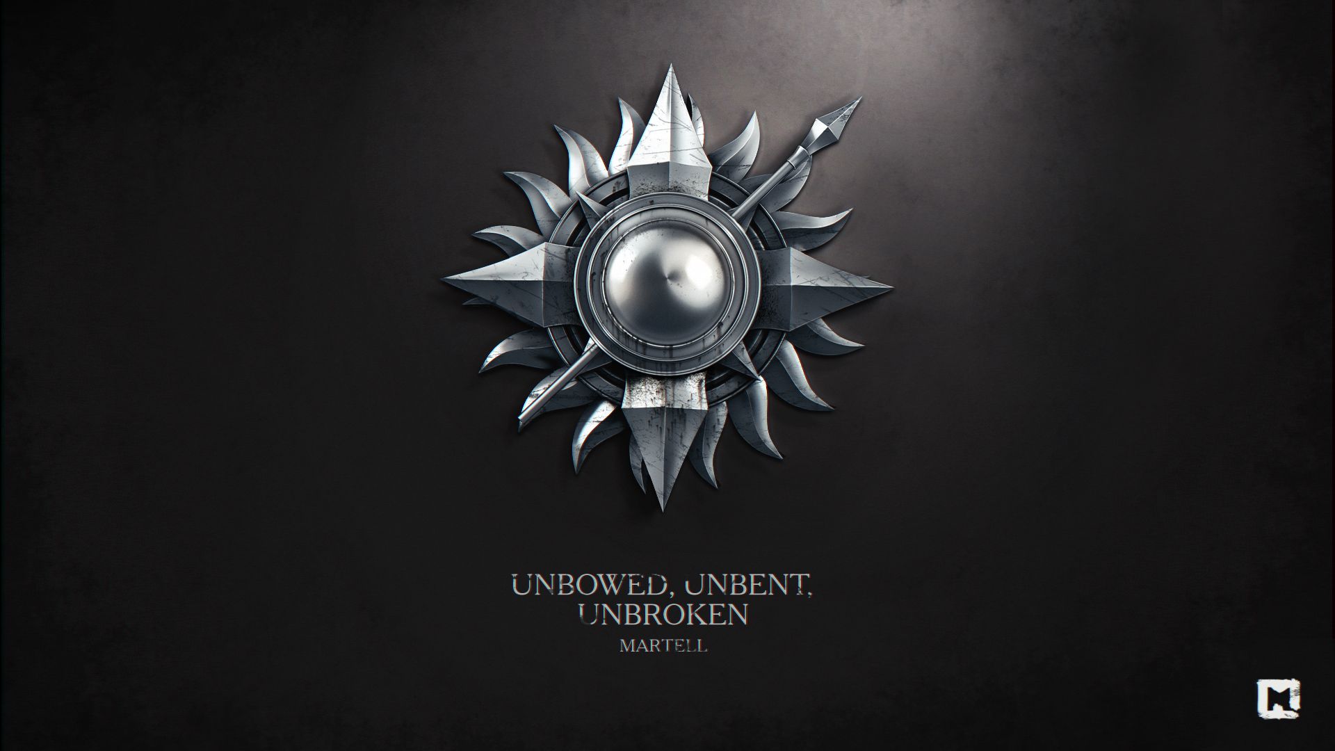 Haus Martell, Wappen, Ungebeugt, ungezähmt, ungebrochen, Game of Thrones, Metall-Optik, 1080p-Hintergrundbild
