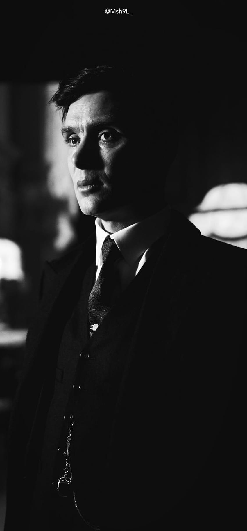 Thomas Shelby, Cillian Murphy, Peaky Blinders, Schwarz-Weiß, Porträt, HD, Handy-Hintergrundbild