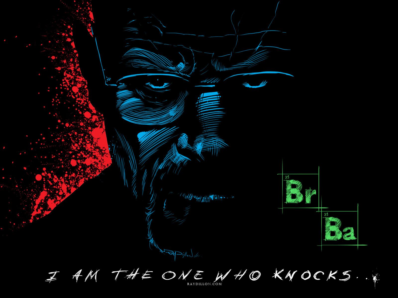 Walter White, I Am the One Who Knocks, Breaking Bad, Illustration, Blau-Rot, iPad-Hintergrundbild