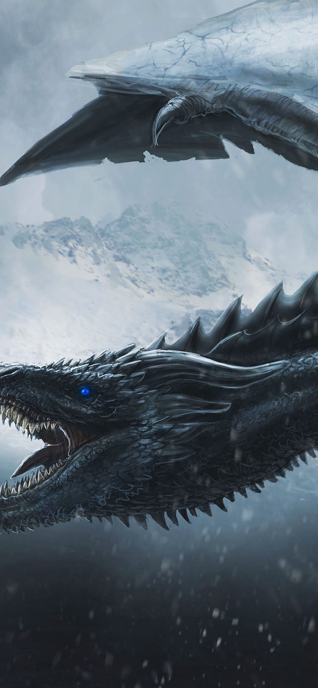 Drache, Game of Thrones, Wolken, Nahaufnahme, Blaugrau, Full HD, Sperrbildschirm fürs iPhone