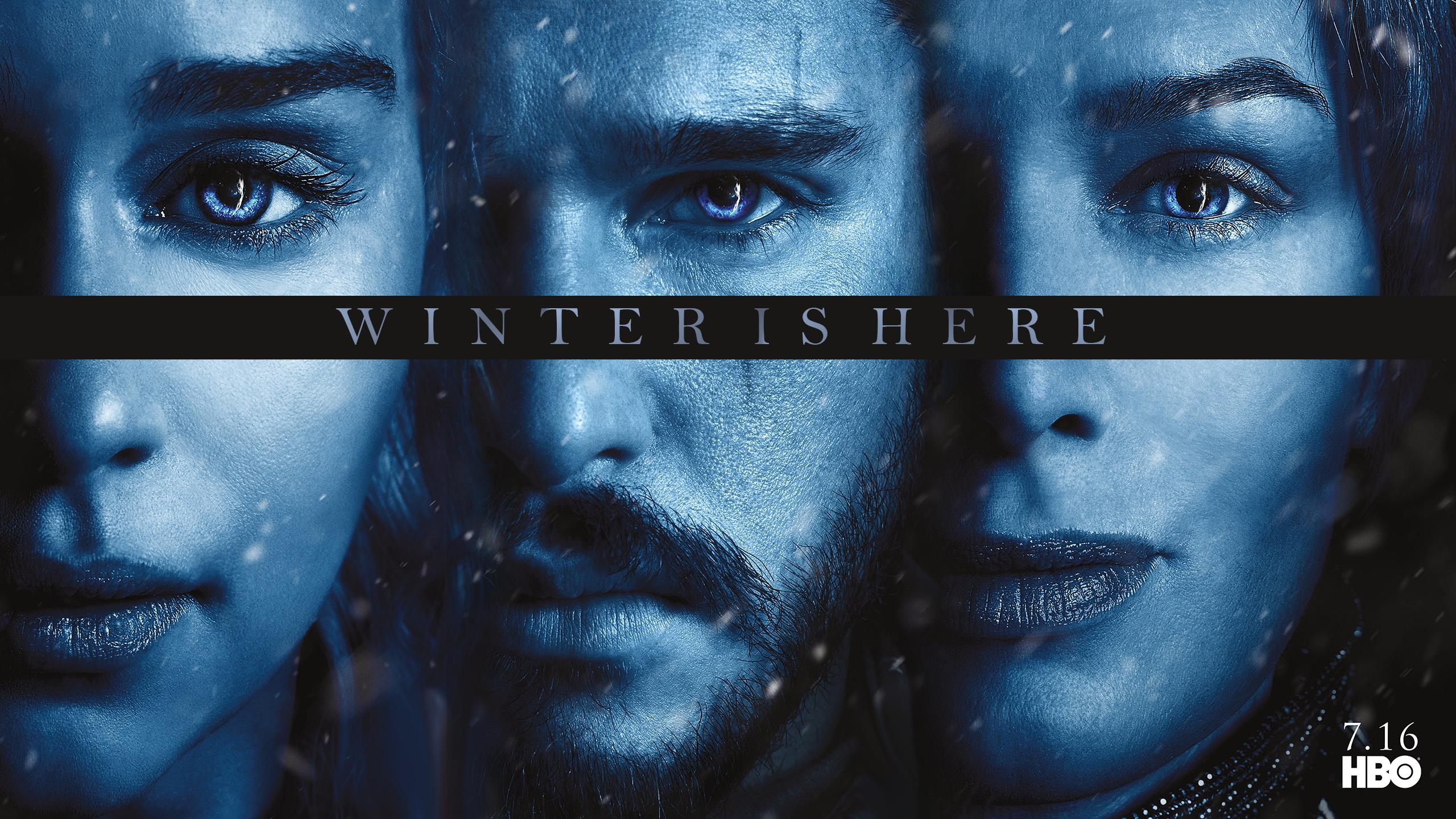 Daenerys Targaryen, Jon Schnee, Cersei Lennister, Winter is Here, Staffel 7, Serienplakat, 1440p Wallpaper