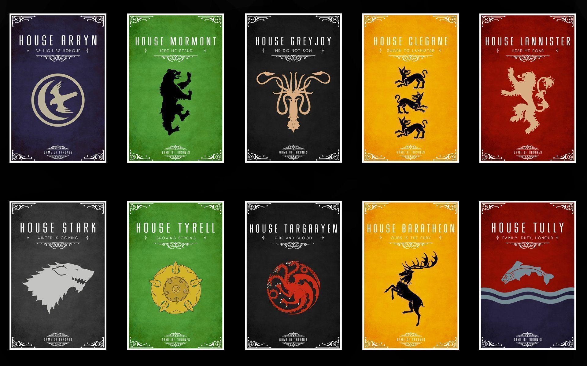 Game of Thrones, Wappen, Haus Stark, Haus Lennister, Haus Targaryen, Haus Tyrell, Full-HD-Hintergrund