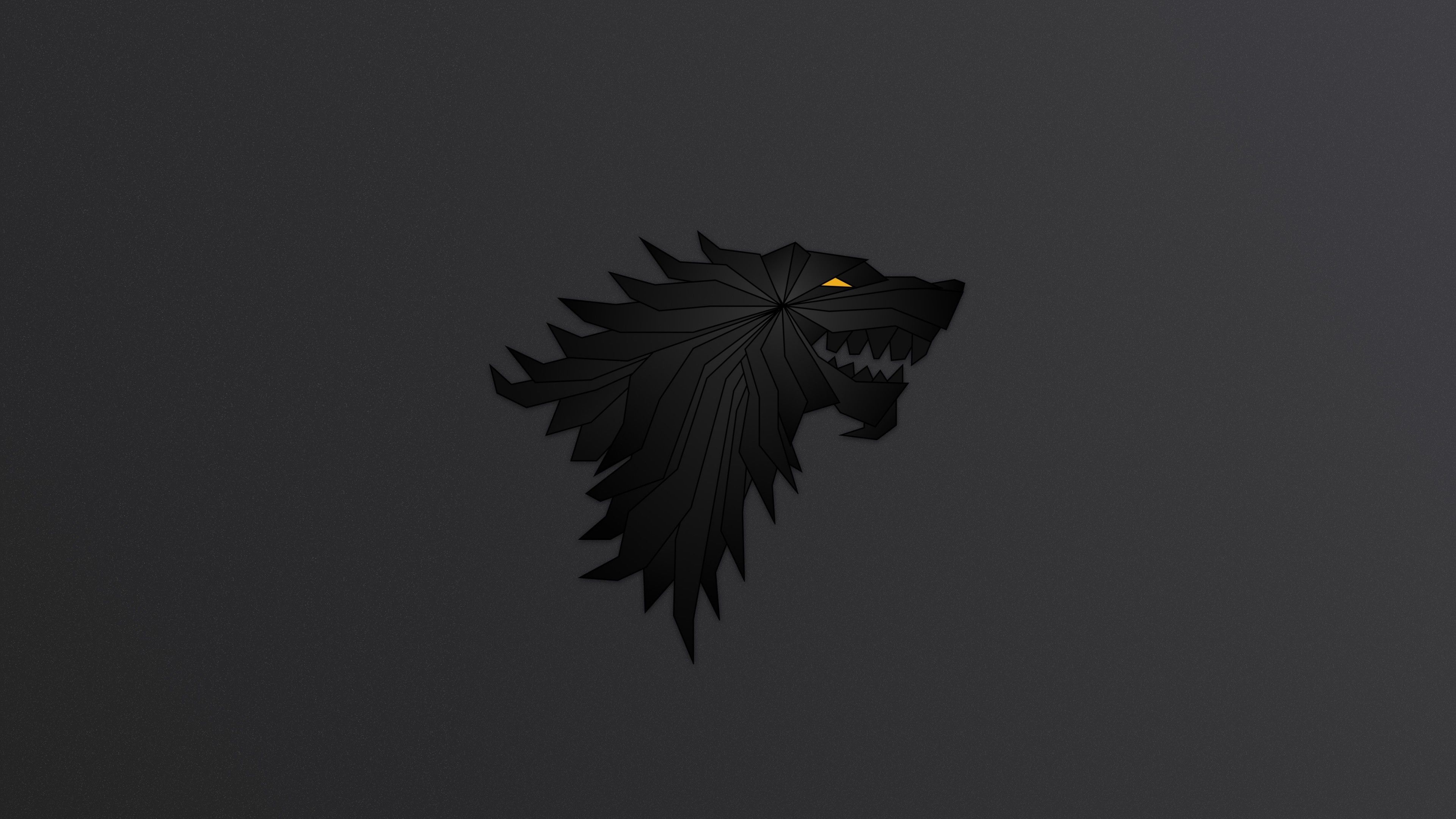 Haus Stark, Schattenwolf, Wappen, Grauer Hintergrund, Minimalistisch, 4K Wallpaper