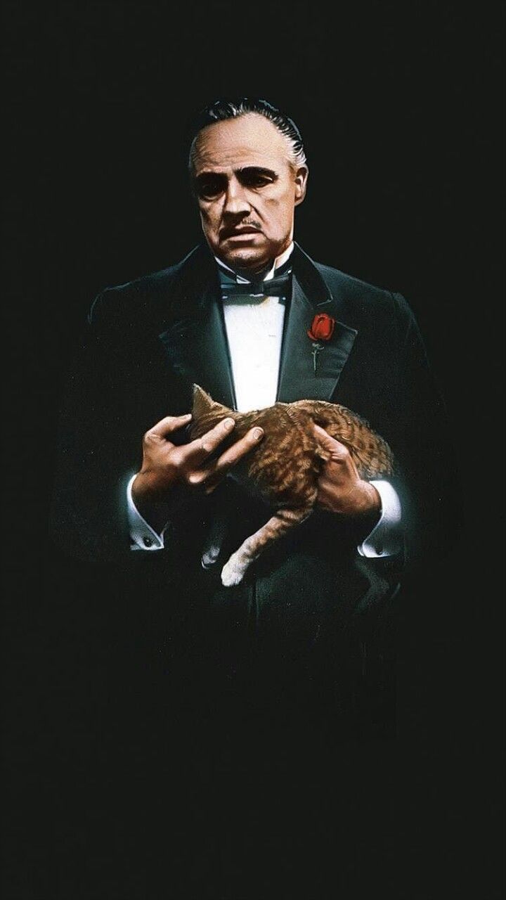 Vito Corleone, Marlon Brando, Der Pate, Katze, Smoking, Dunkel, HD, Handy-Hintergrund