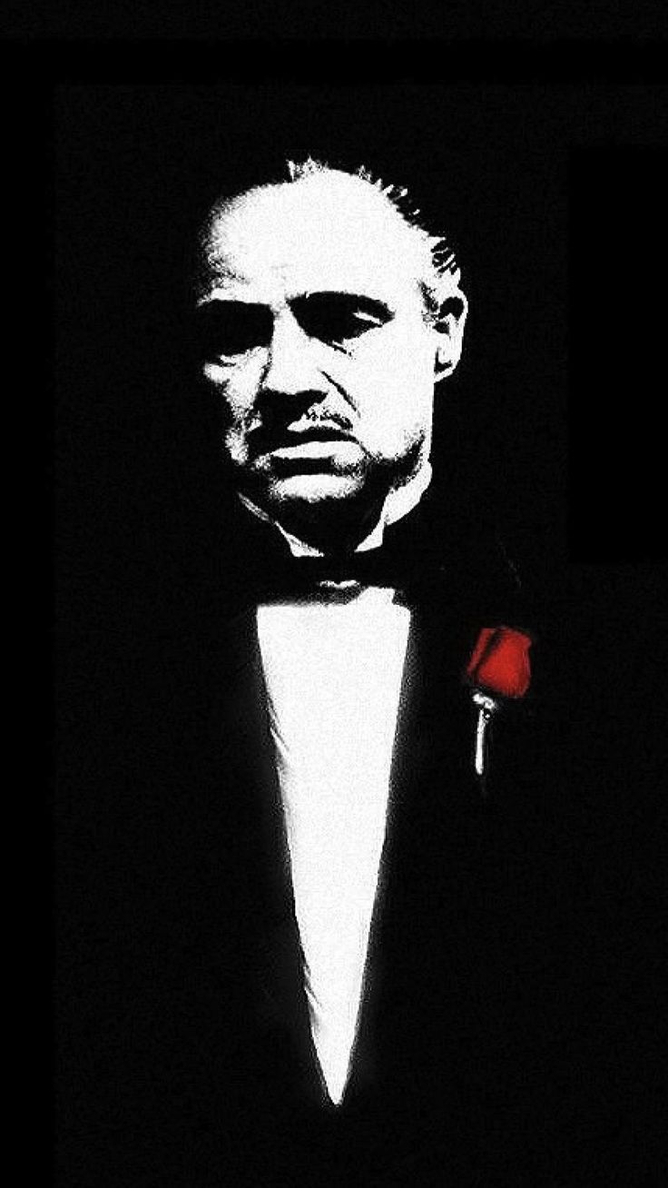 Vito Corleone, Marlon Brando, Der Pate, Rote Rose, Schwarz-Weiß, Minimalistisch, Hochformat-Hintergrundbild