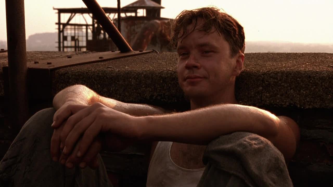 Andy Dufresne, Tim Robbins, Die Verurteilten, Gefängnisdach, Abendlicht, HD, Desktop-Hintergrund