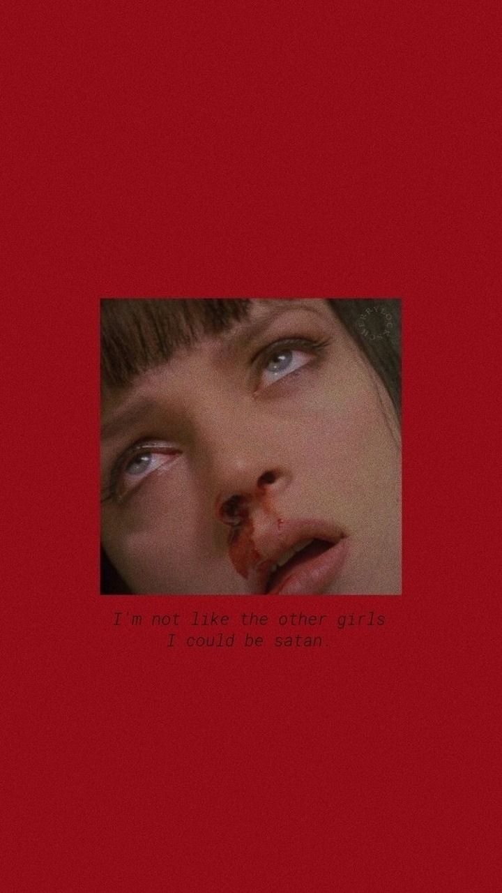 Mia Wallace, Uma Thurman, Pulp Fiction, Überdosis-Szene, Roter Hintergrund, Sperrbildschirm fürs iPhone