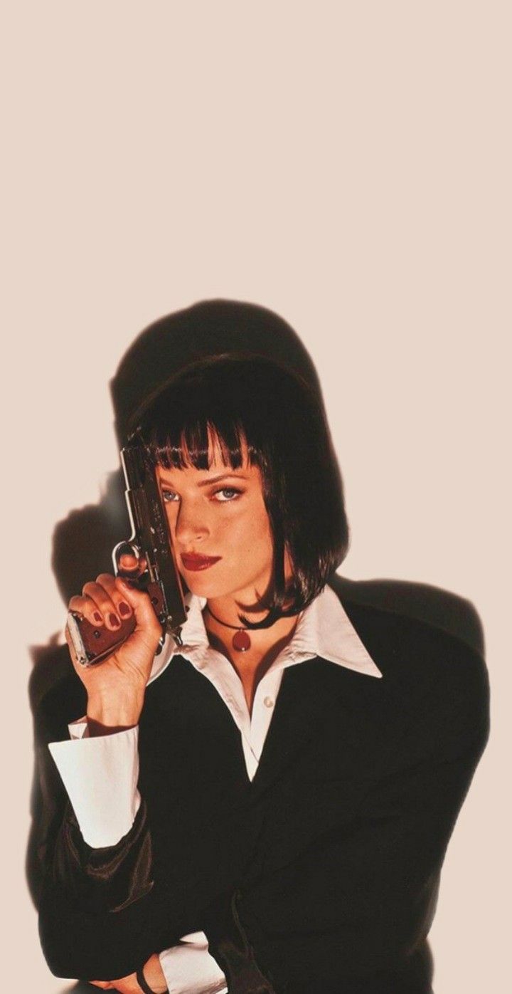 Mia Wallace, Pulp Fiction, Illustration, Zigarette, Bob-Frisur, Hintergrundbild fürs Handy