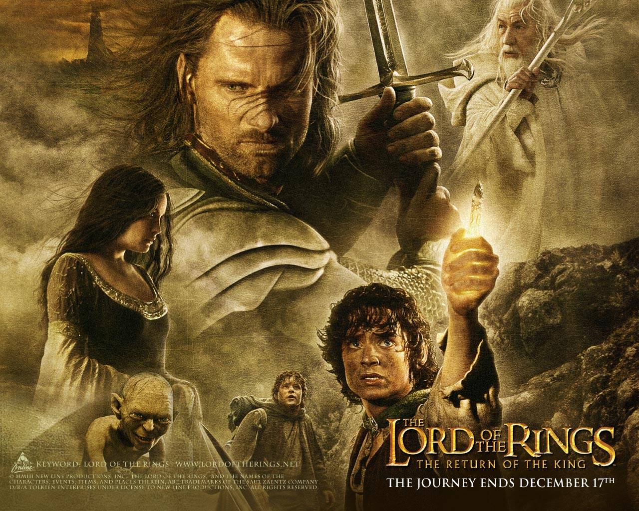 Der Herr der Ringe: Die Rückkehr des Königs, Aragorn, Frodo, Arwen, Gollum, Filmplakat, HD-PC-Hintergrundbild