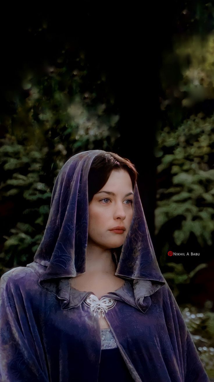 Arwen, Liv Tyler, Der Herr der Ringe, Umhang, Wald, Hintergrundbild für iPhone und Android
