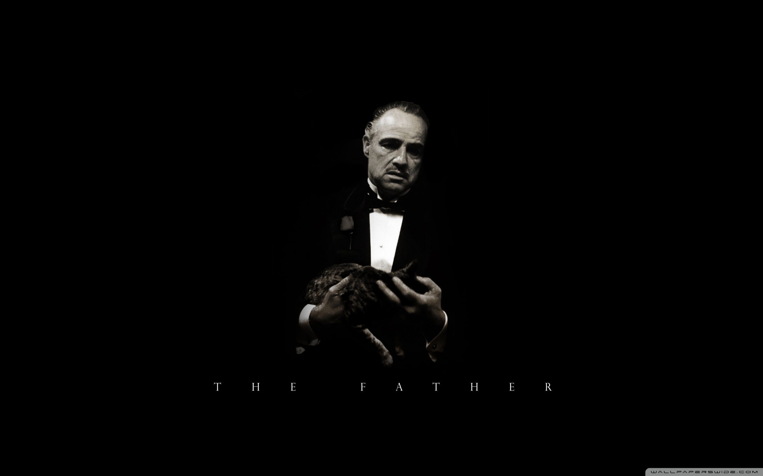 Vito Corleone, Der Pate, Katze, Schwarzer Hintergrund, Minimalistisch, 2K Wallpaper