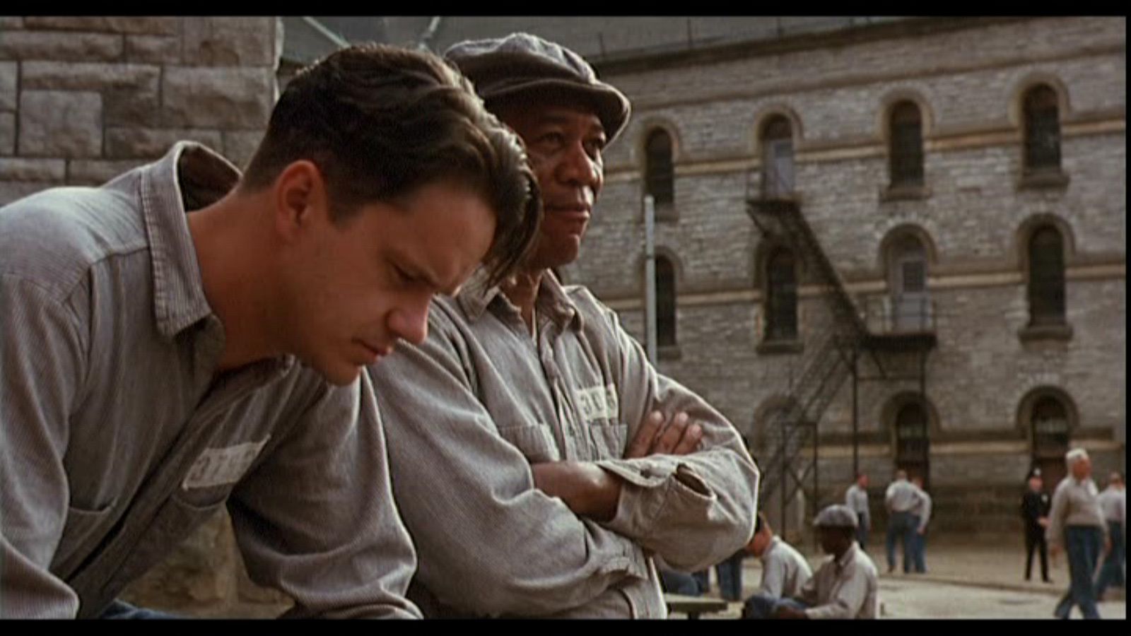 Andy Dufresne, Red, Tim Robbins, Morgan Freeman, Gefängnishof, HD-Hintergrundbild für PC