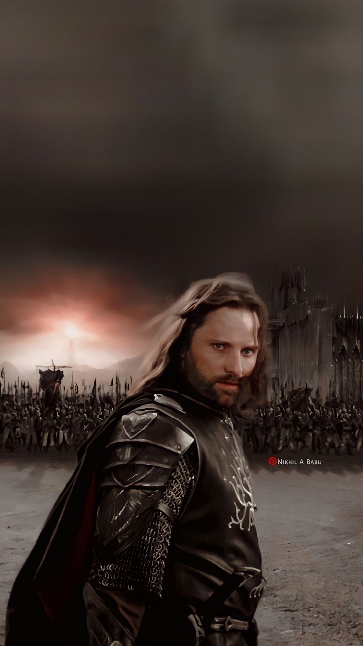 Aragorn, Viggo Mortensen, Der Herr der Ringe: Die Rückkehr des Königs, Schlachtfeld, Düster, Hochformat-Hintergrundbild