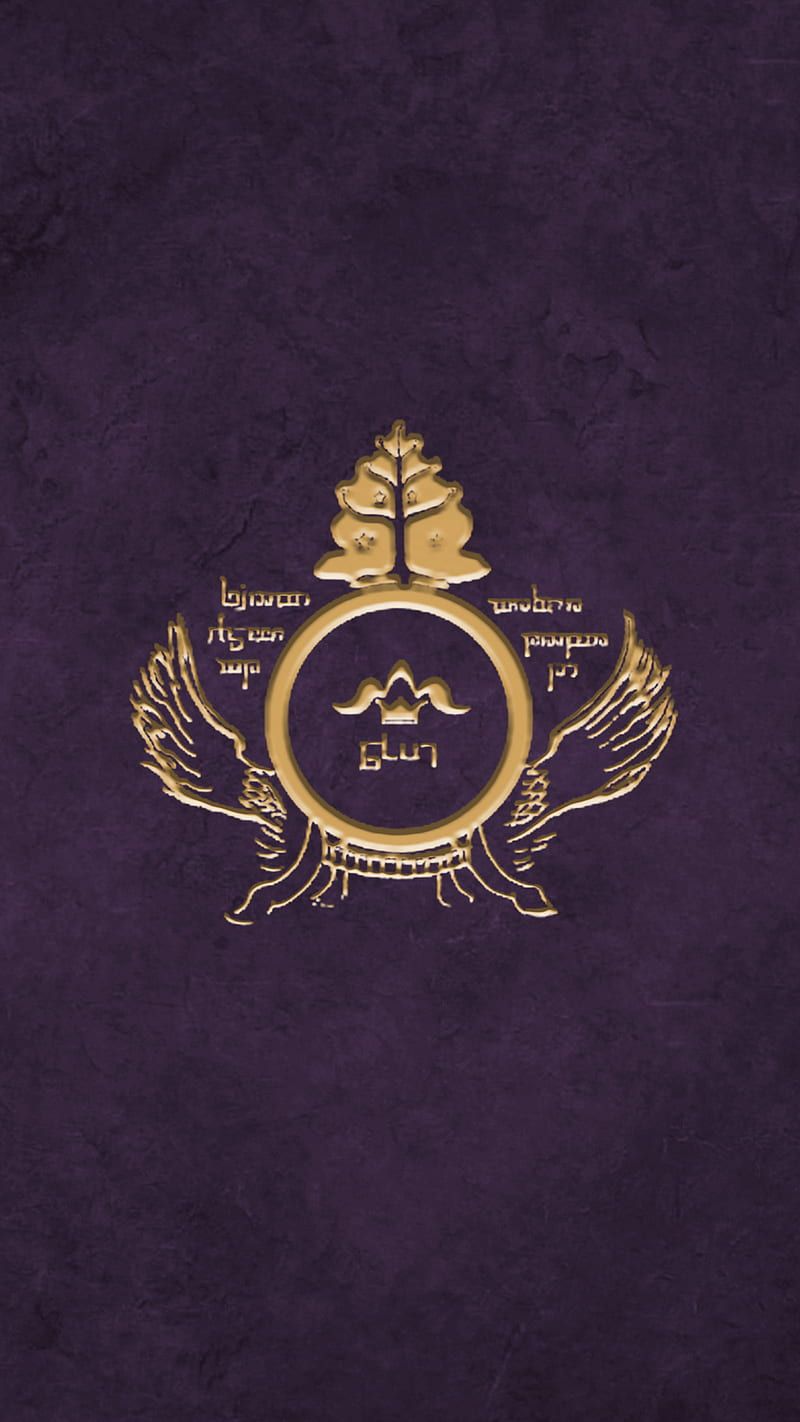 Der Herr der Ringe, Wappen, Emblem, Gold, Lila Hintergrund, Sperrbildschirm fürs iPhone