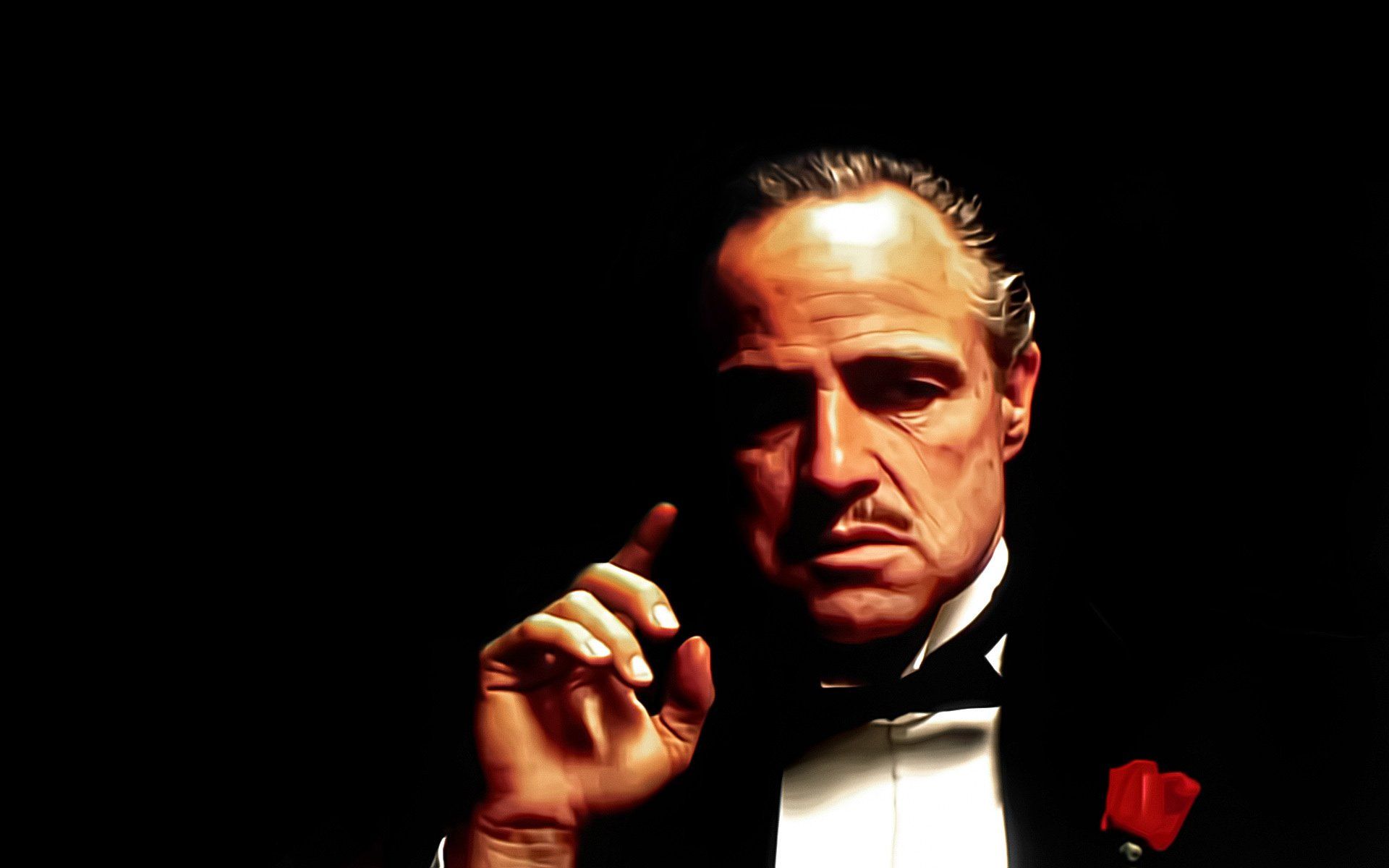 Vito Corleone, Marlon Brando, Der Pate, Rote Rose, Geste, Schwarzer Hintergrund, Full HD Wallpaper