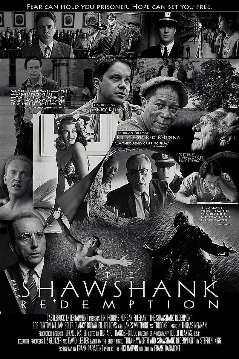 The Shawshank Redemption, Die Verurteilten, Collage, Filmplakat, Schwarz-Weiß, Handy-Hintergrund