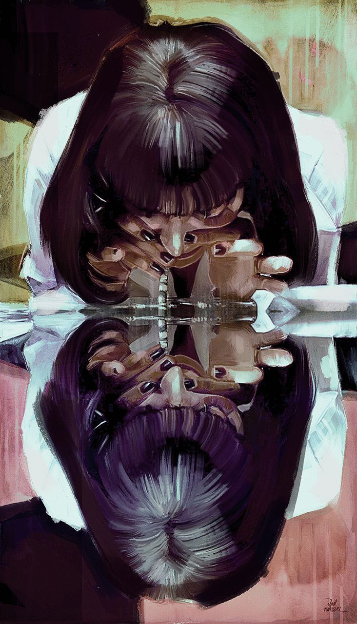 Mia Wallace, Pulp Fiction, Spiegelung, Kokain, Draufsicht, HD, iPhone-Hintergrundbild