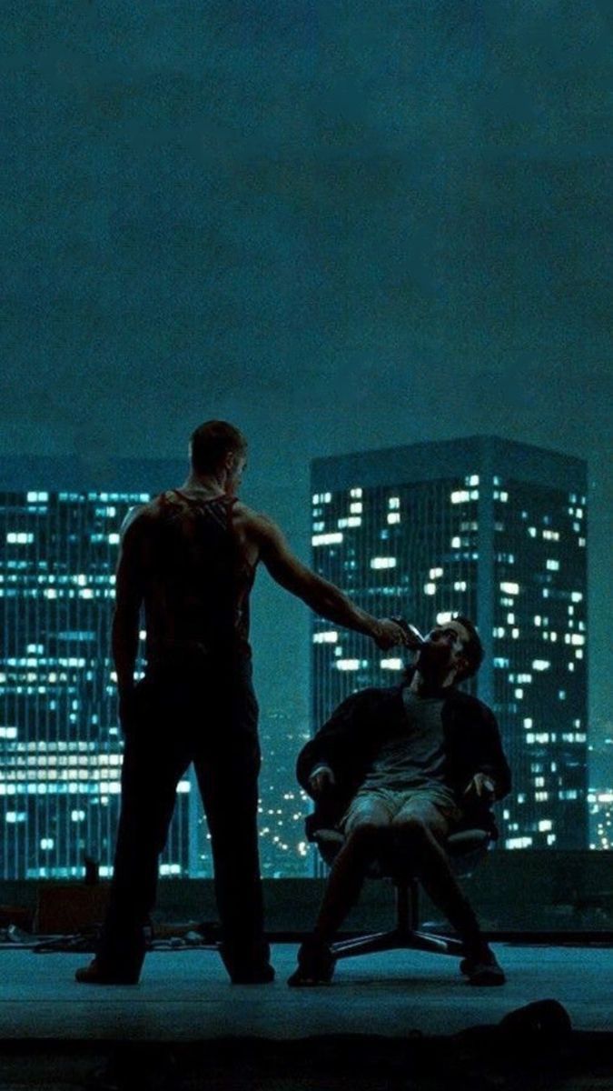 Fight Club, Tyler Durden, Der Erzähler, Pistole, Skyline, Nacht, Android-Hintergrundbild