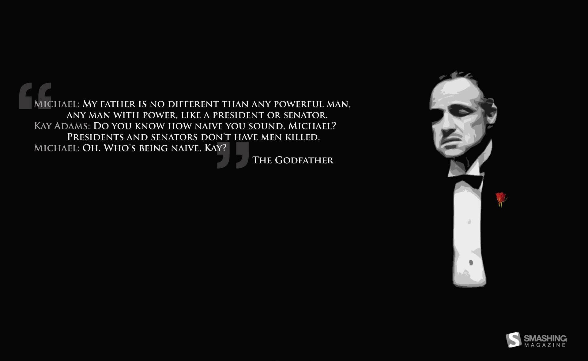 Vito Corleone, Der Pate, Filmzitat, Michael und Kay, Schwarzer Hintergrund, Full HD Wallpaper