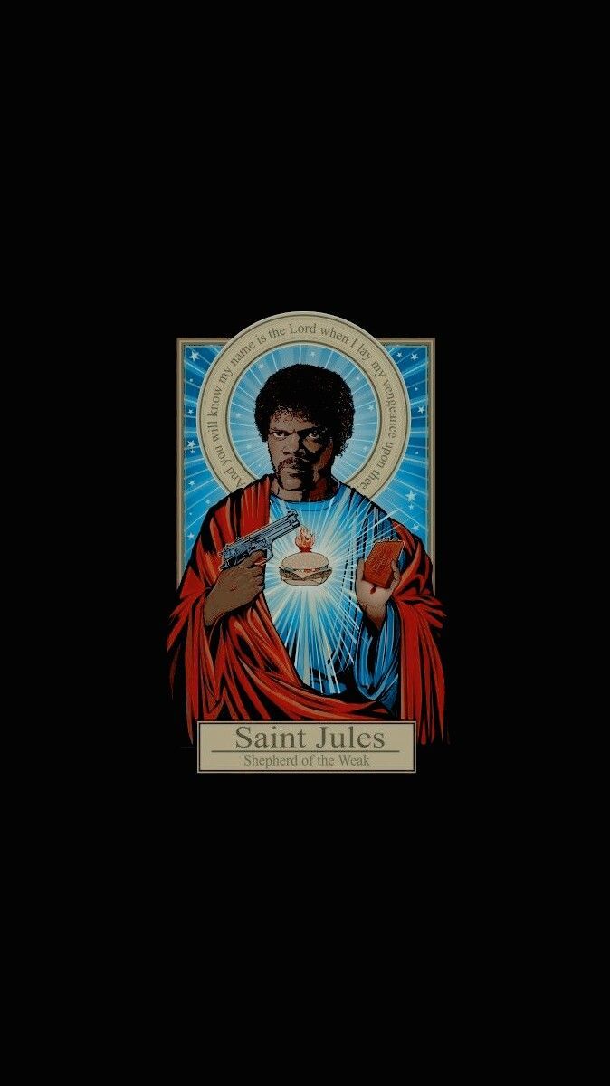 Jules Winnfield, Pulp Fiction, Heiligenbild, Ikone, Schwarzer Hintergrund, Sperrbildschirm fürs iPhone