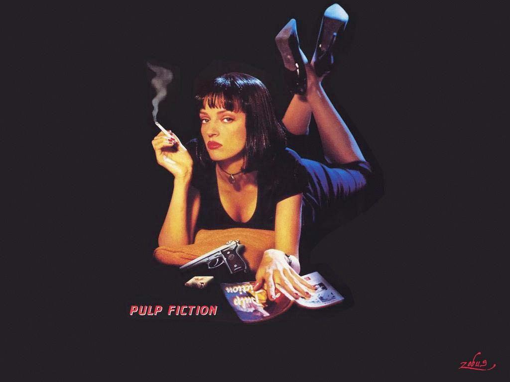 Mia Wallace, Uma Thurman, Pulp Fiction, Filmplakat, Zigarette, Kunstwerk, Hintergrundbild fürs iPad