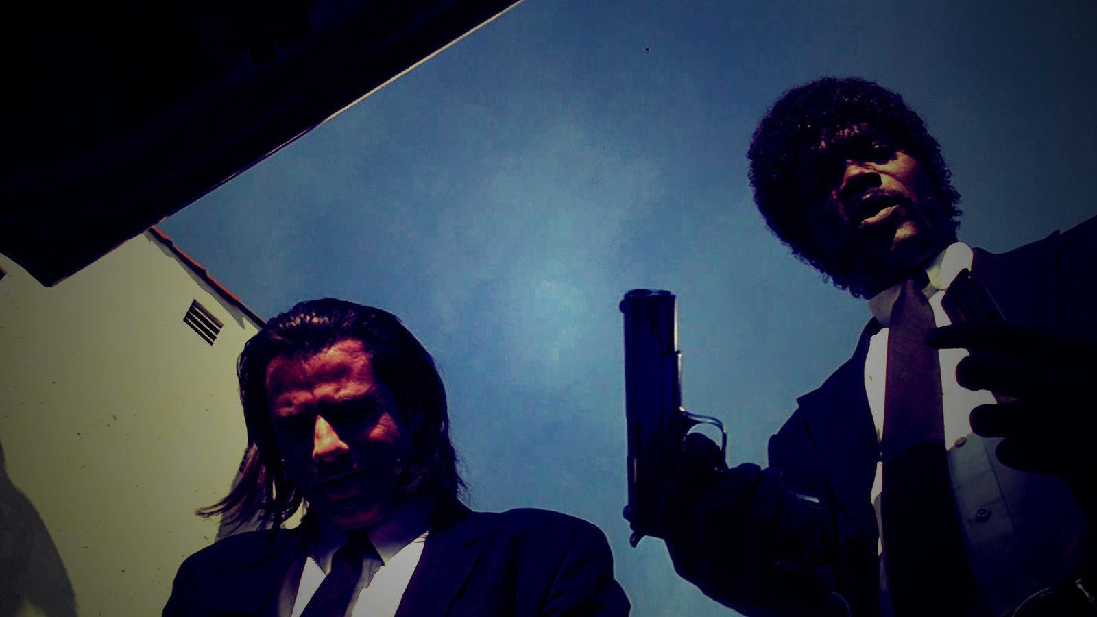 Vincent Vega, Jules Winnfield, John Travolta, Samuel L. Jackson, Pulp Fiction, Froschperspektive, HD-Hintergrundbild