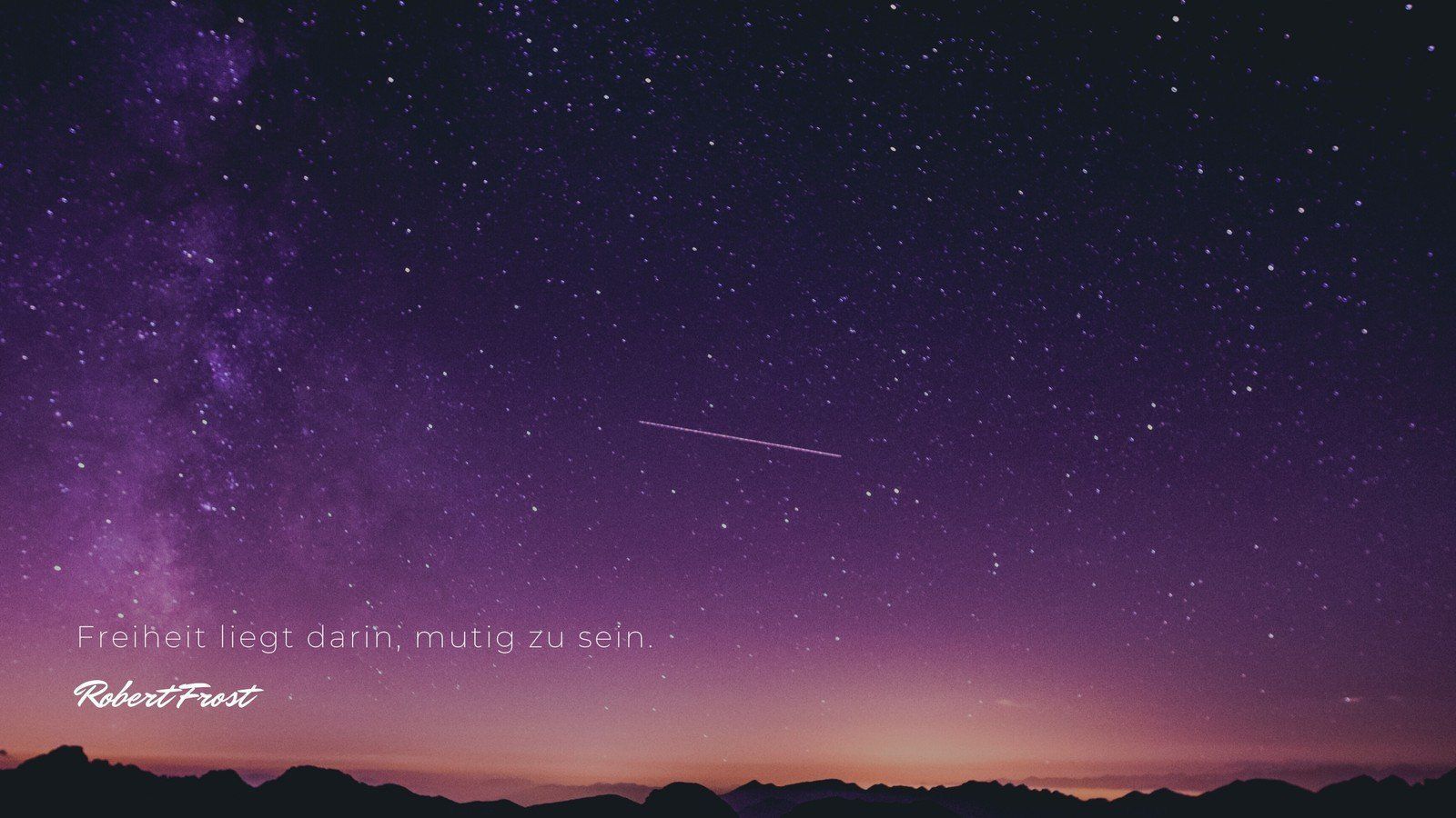 Robert Frost, Zitat, Sternenhimmel, Milchstraße, Sternschnuppe, Lila, HD, Breitbild-Hintergrundbild