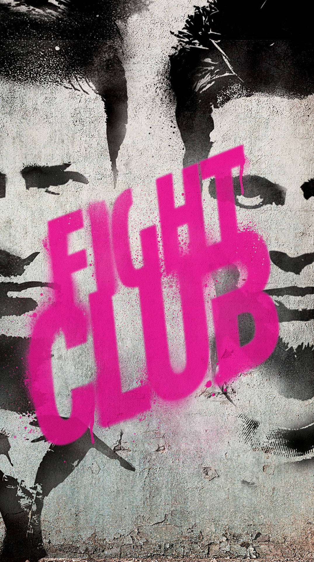 Fight Club, Brad Pitt, Edward Norton, Filmplakat, Schwarz-Weiß, Pinke Schrift, HD-Handy-Hintergrundbild