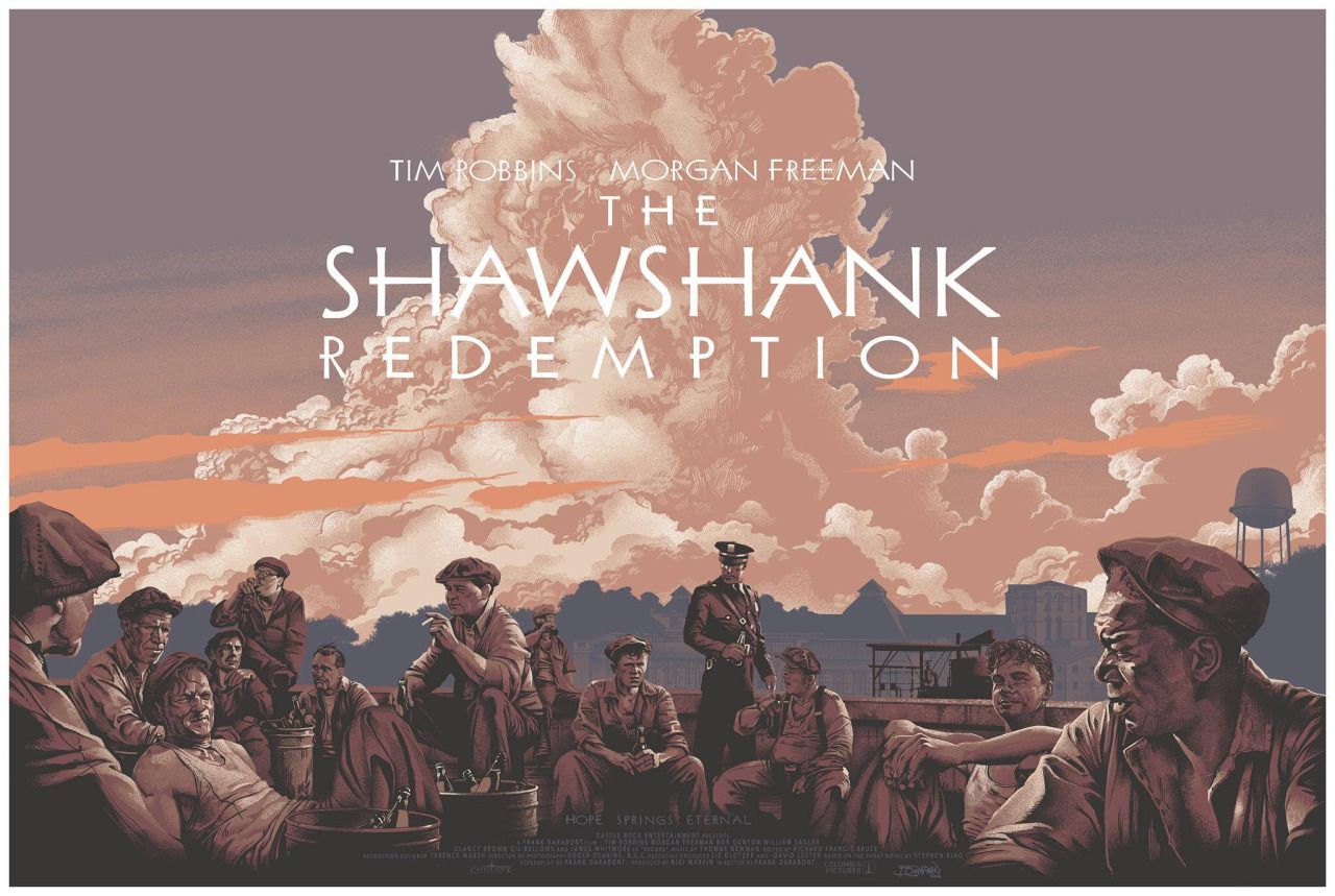The Shawshank Redemption, Gefängnisdach, Häftlinge, Wolken, Illustration, HD, Desktop-Hintergrund