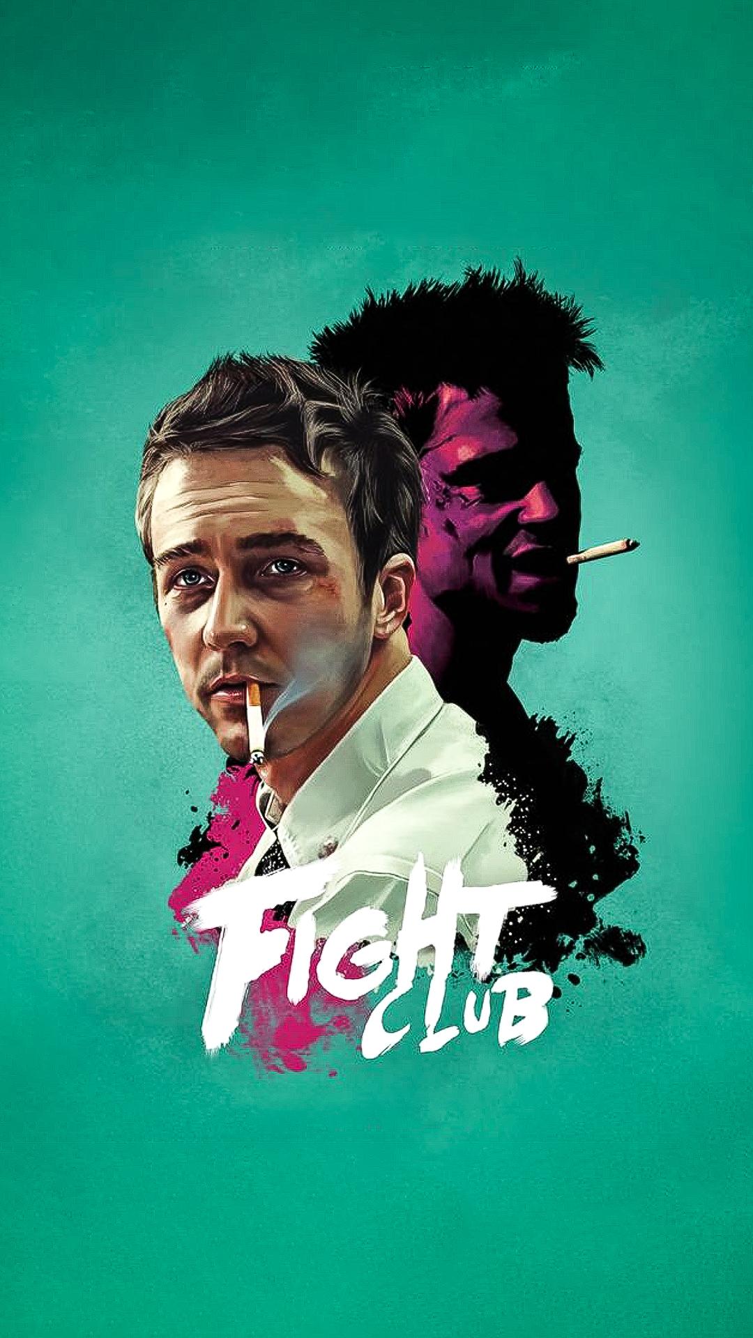 Fight Club, Der Erzähler, Tyler Durden, Doppelbelichtung, Türkis, Full HD, iPhone-Hintergrundbild