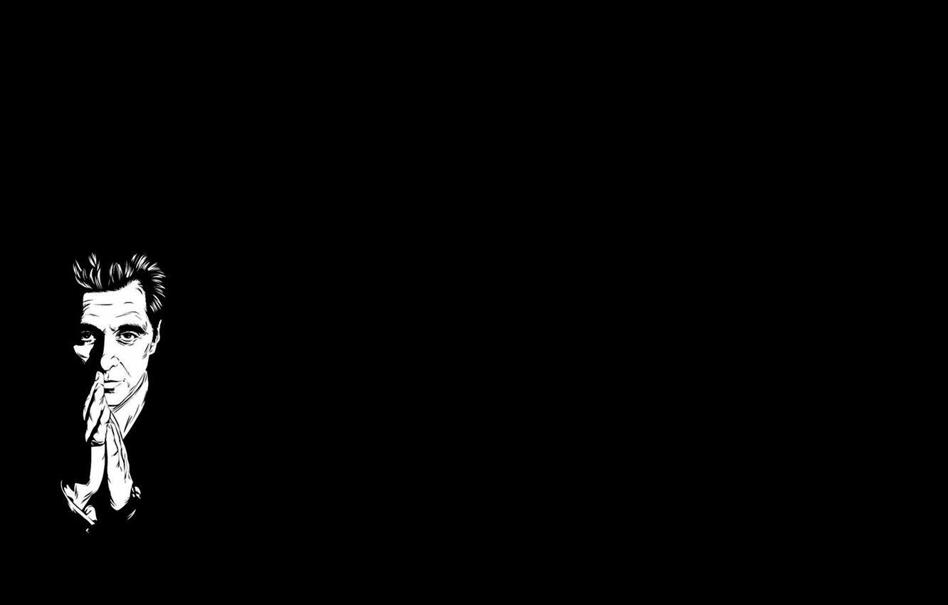 Michael Corleone, Al Pacino, Der Pate, Silhouette, Schwarz-Weiß, Minimalistisch, HD Wallpaper