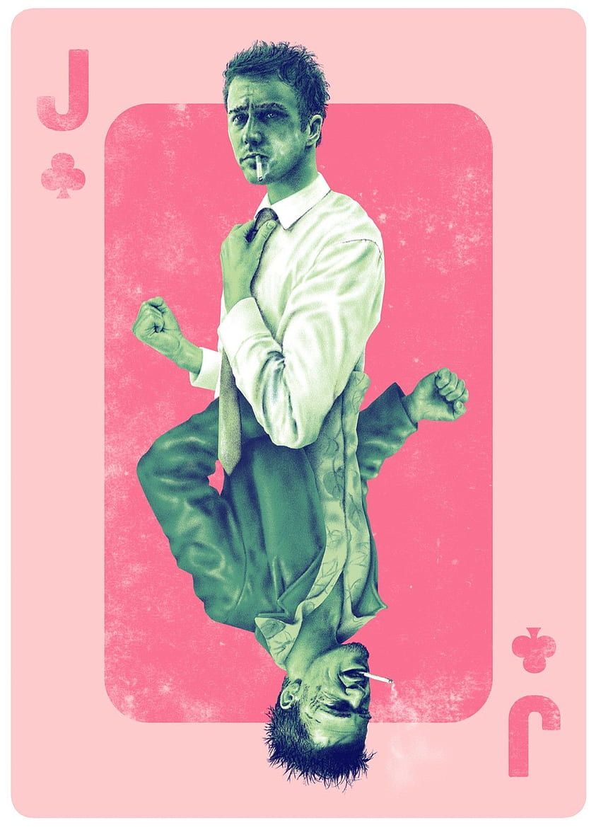 Fight Club, Der Erzähler, Spielkarte, Bube, Rosa, Illustration, HD, iPad-Hintergrundbild