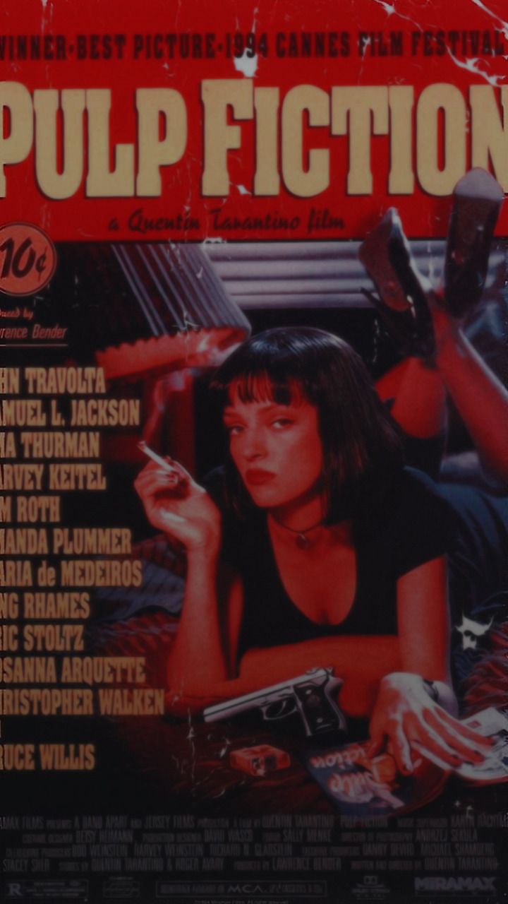 Pulp Fiction, Mia Wallace, Uma Thurman, Filmplakat, Vintage, Android-Hintergrundbild
