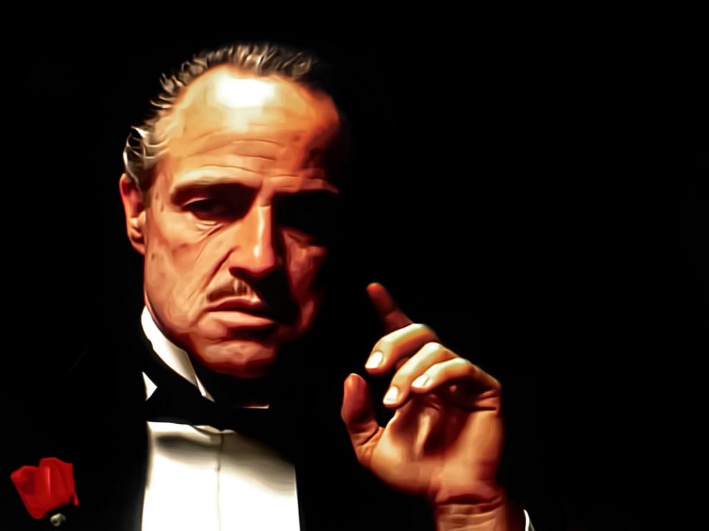 Vito Corleone, Marlon Brando, Der Pate, Geste, Rote Rose, Schwarzer Hintergrund, Wallpaper