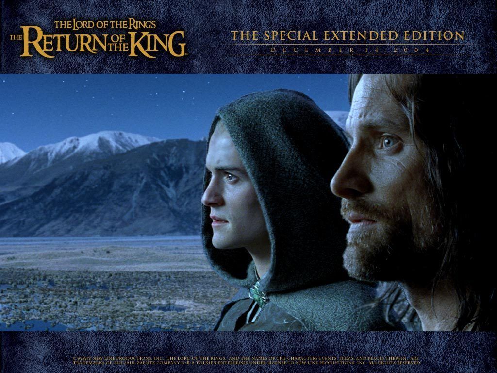 Der Herr der Ringe: Die Rückkehr des Königs, Legolas, Aragorn, Extended Edition, Kapuze, Landschaft, iPad-Hintergrundbild