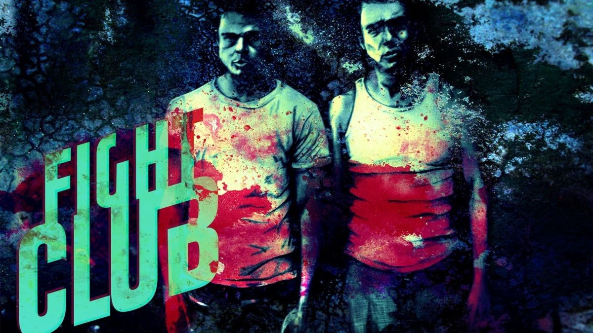 Fight Club, Brad Pitt, Edward Norton, Grunge, Türkis, Rot, Hintergrundbild