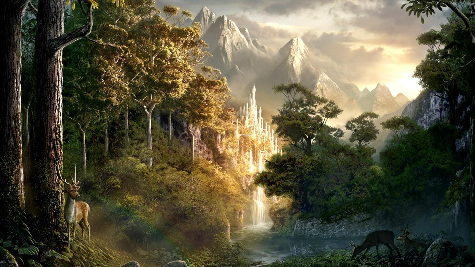 Bruchtal, Der Herr der Ringe, Mittelerde, Wasserfälle, Fantasy-Landschaft, HD, Desktop-Hintergrund