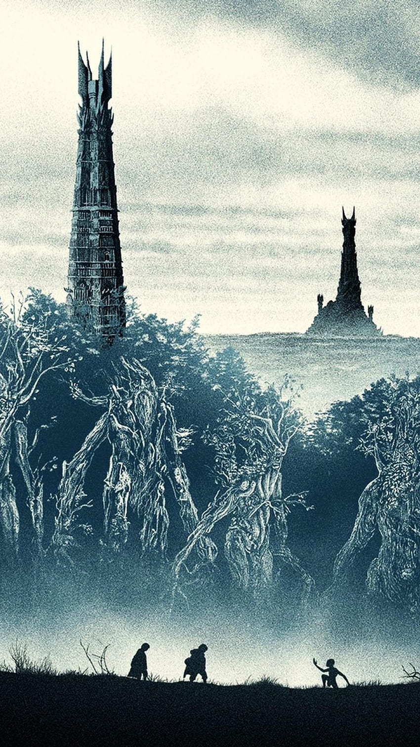 Orthanc, Barad-dûr, Der Herr der Ringe: Die zwei Türme, Türme, Minimalistisches Poster, HD-Handy-Hintergrundbild