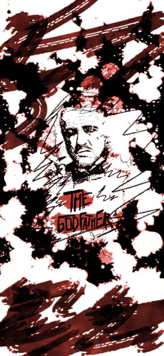 Vito Corleone, Der Pate, Grafik, Rot, Schwarz-Weiß, Hintergrundbild für iPhone und Android