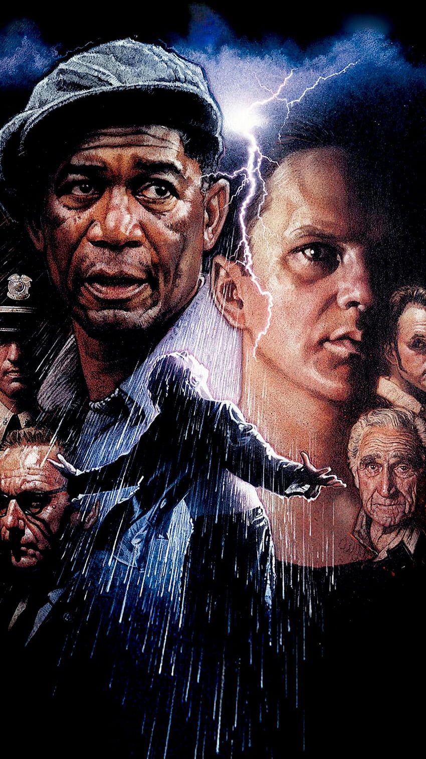 Die Verurteilten, Morgan Freeman, Tim Robbins, Filmplakat, Regen, HD, iPhone-Hintergrundbild