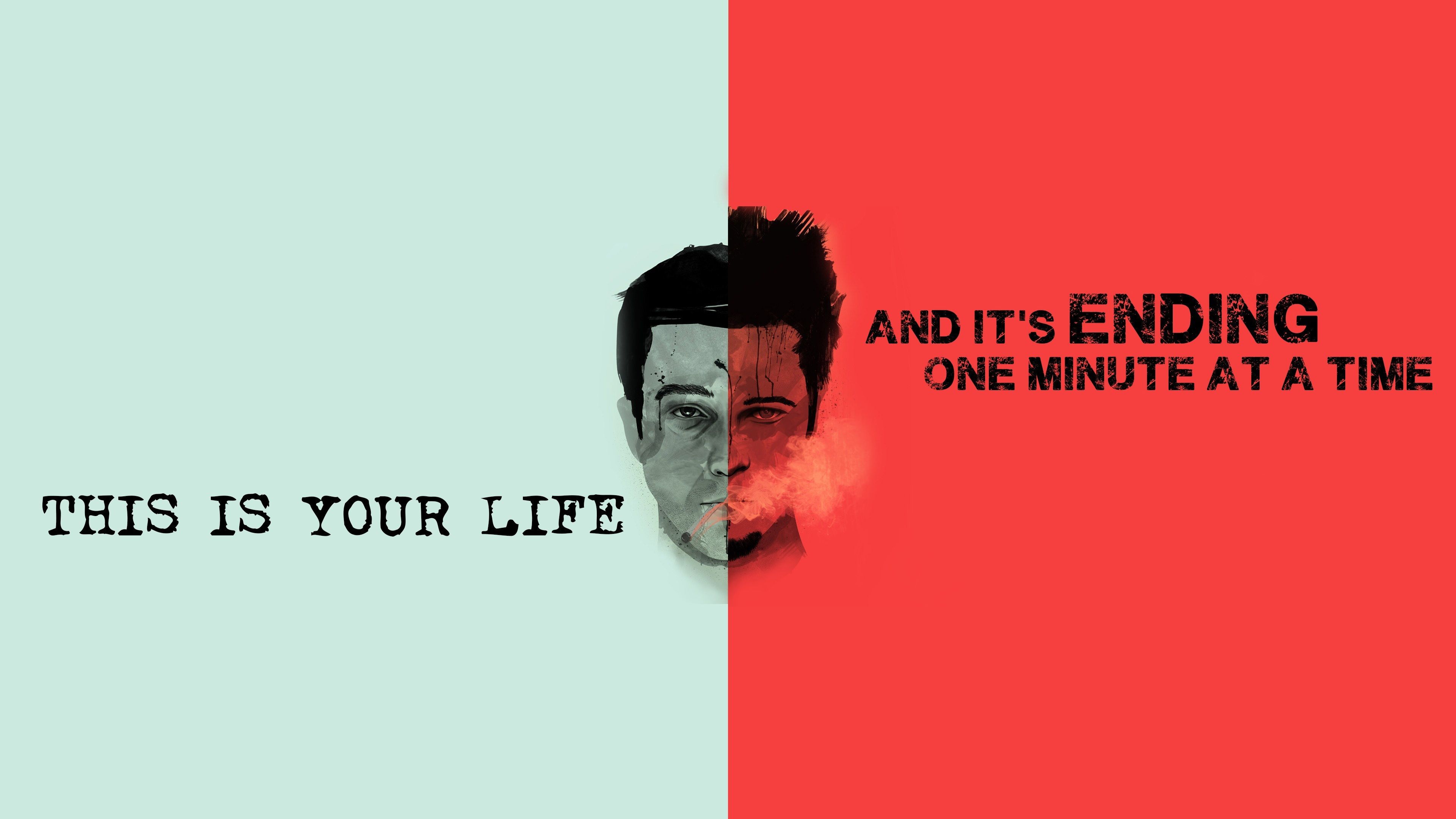 Fight Club, Zitat, Geteiltes Gesicht, Mintgrün, Rot, 4K, Hintergrundbild für den PC
