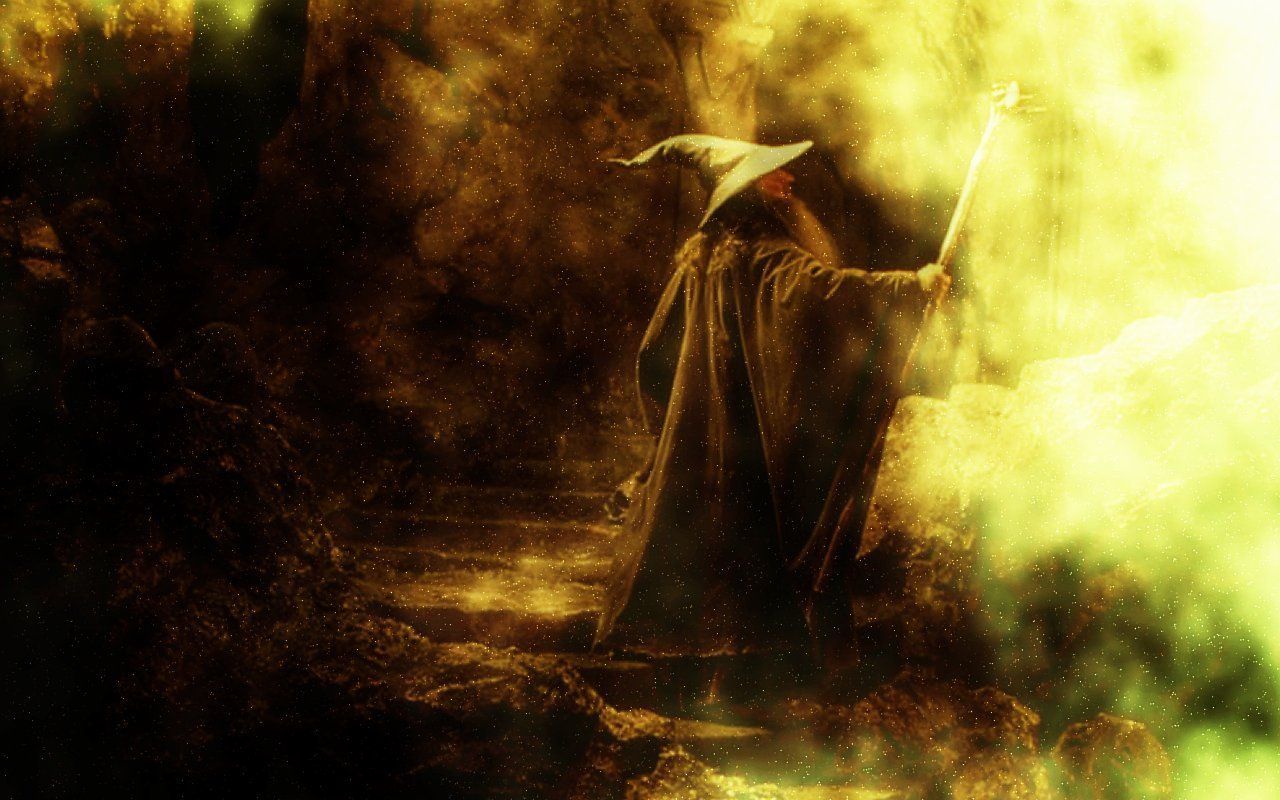 Gandalf, Der Herr der Ringe, Goldenes Licht, Silhouette, Fantasy, HD, Laptop-Hintergrundbild